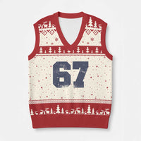 Number 67 V-Neck Knit Sweater Vest Numbered Uniform Sports Jersey Team 67th Birthday - Wonder Print Shop