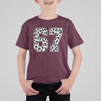 67 Jersey Number T Shirt For Kid Funny Six Seven Meme Y2k Leopard Number - Wonder Print Shop