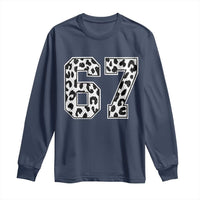 67 Jersey Number Long Sleeve Shirt Funny Six Seven Meme Y2k Leopard Number - Wonder Print Shop