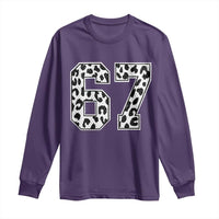 67 Jersey Number Long Sleeve Shirt Funny Six Seven Meme Y2k Leopard Number - Wonder Print Shop