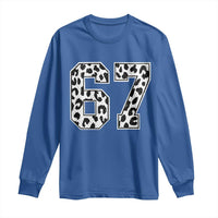 67 Jersey Number Long Sleeve Shirt Funny Six Seven Meme Y2k Leopard Number - Wonder Print Shop