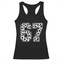67 Jersey Number Racerback Tank Top Funny Six Seven Meme Y2k Leopard Number - Wonder Print Shop