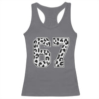67 Jersey Number Racerback Tank Top Funny Six Seven Meme Y2k Leopard Number - Wonder Print Shop