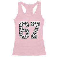67 Jersey Number Racerback Tank Top Funny Six Seven Meme Y2k Leopard Number - Wonder Print Shop