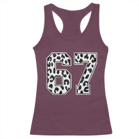 67 Jersey Number Racerback Tank Top Funny Six Seven Meme Y2k Leopard Number - Wonder Print Shop