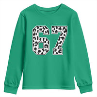 67 Jersey Number Youth Sweatshirt Funny Six Seven Meme Y2k Leopard Number - Wonder Print Shop