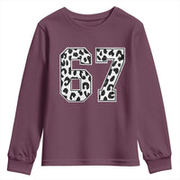 67 Jersey Number Youth Sweatshirt Funny Six Seven Meme Y2k Leopard Number - Wonder Print Shop