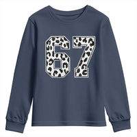 67 Jersey Number Youth Sweatshirt Funny Six Seven Meme Y2k Leopard Number - Wonder Print Shop