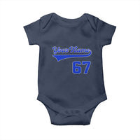 Personalized 67 Jersey Number Baby Onesie Custom Name Numbered Uniform Sports Team 67th Birthday TS10