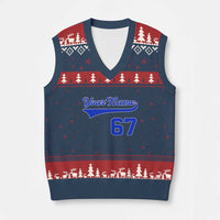 Personalized 67 Jersey Number V-Neck Knit Sweater Vest Custom Name Numbered Uniform Sports Team 67th Birthday TS10