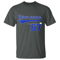 Personalized 67 Jersey Number T Shirt Custom Name Numbered Uniform Sports Team 67th Birthday - Wonder Print Shop