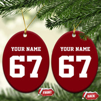 Personalized 67 Jersey Number Ceramic Ornament Custom Name Varsity Sports 67th Birthday - Wonder Print Shop