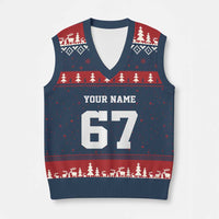 Personalized 67 Jersey Number V-Neck Knit Sweater Vest Custom Name Varsity Sports 67th Birthday - Wonder Print Shop