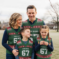 Personalized 67 Jersey Number V-Neck Knit Sweater Vest Custom Name Varsity Sports 67th Birthday - Wonder Print Shop