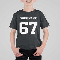 Personalized 67 Jersey Number T Shirt For Kid Custom Name Varsity Sports 67th Birthday - Wonder Print Shop
