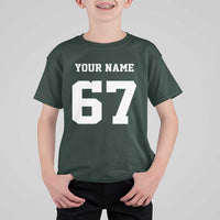 Personalized 67 Jersey Number T Shirt For Kid Custom Name Varsity Sports 67th Birthday - Wonder Print Shop