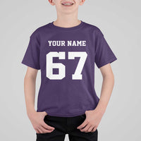 Personalized 67 Jersey Number T Shirt For Kid Custom Name Varsity Sports 67th Birthday - Wonder Print Shop