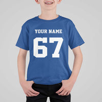 Personalized 67 Jersey Number T Shirt For Kid Custom Name Varsity Sports 67th Birthday - Wonder Print Shop