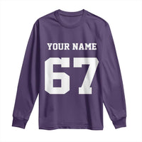 Personalized 67 Jersey Number Long Sleeve Shirt Custom Name Varsity Sports 67th Birthday - Wonder Print Shop