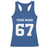 Personalized 67 Jersey Number Racerback Tank Top Custom Name Varsity Sports 67th Birthday - Wonder Print Shop