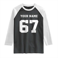 Personalized 67 Jersey Number Raglan Shirt Custom Name Varsity Sports 67th Birthday - Wonder Print Shop