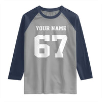 Personalized 67 Jersey Number Raglan Shirt Custom Name Varsity Sports 67th Birthday - Wonder Print Shop