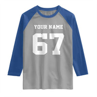 Personalized 67 Jersey Number Raglan Shirt Custom Name Varsity Sports 67th Birthday - Wonder Print Shop