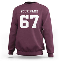 Personalized 67 Jersey Number Sweatshirt Custom Name Varsity Sports 67th Birthday - Wonder Print Shop