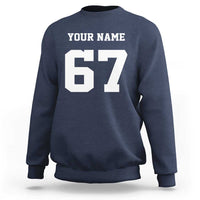 Personalized 67 Jersey Number Sweatshirt Custom Name Varsity Sports 67th Birthday - Wonder Print Shop