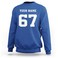 Personalized 67 Jersey Number Sweatshirt Custom Name Varsity Sports 67th Birthday - Wonder Print Shop