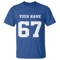 Personalized 67 Jersey Number T Shirt Custom Name Varsity Sports 67th Birthday - Wonder Print Shop