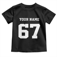 Personalized 67 Jersey Number Toddler T Shirt Custom Name Varsity Sports 67th Birthday - Wonder Print Shop