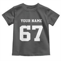 Personalized 67 Jersey Number Toddler T Shirt Custom Name Varsity Sports 67th Birthday - Wonder Print Shop