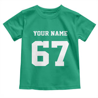 Personalized 67 Jersey Number Toddler T Shirt Custom Name Varsity Sports 67th Birthday - Wonder Print Shop