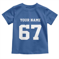 Personalized 67 Jersey Number Toddler T Shirt Custom Name Varsity Sports 67th Birthday - Wonder Print Shop