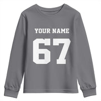 Personalized 67 Jersey Number Youth Sweatshirt Custom Name Varsity Sports 67th Birthday - Wonder Print Shop