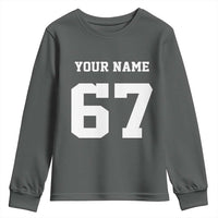 Personalized 67 Jersey Number Youth Sweatshirt Custom Name Varsity Sports 67th Birthday - Wonder Print Shop