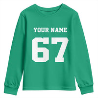 Personalized 67 Jersey Number Youth Sweatshirt Custom Name Varsity Sports 67th Birthday - Wonder Print Shop
