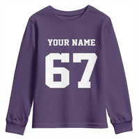 Personalized 67 Jersey Number Youth Sweatshirt Custom Name Varsity Sports 67th Birthday - Wonder Print Shop