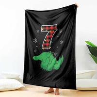 Number 7 Matching 67 Christmas Throw Blanket Red Plaid Xmas Pajamas Holiday Gen Alpha Slang Meme - Wonder Print Shop