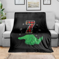 Number 7 Matching 67 Christmas Throw Blanket Red Plaid Xmas Pajamas Holiday Gen Alpha Slang Meme - Wonder Print Shop