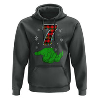 Number 7 Matching 67 Christmas Hoodie Red Plaid Xmas Pajamas Holiday Gen Alpha Slang Meme - Wonder Print Shop