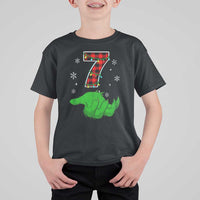 Number 7 Matching 67 Christmas T Shirt For Kid Red Plaid Xmas Pajamas Holiday Gen Alpha Slang Meme - Wonder Print Shop
