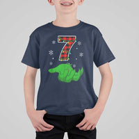 Number 7 Matching 67 Christmas T Shirt For Kid Red Plaid Xmas Pajamas Holiday Gen Alpha Slang Meme - Wonder Print Shop