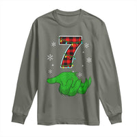 Number 7 Matching 67 Christmas Long Sleeve Shirt Red Plaid Xmas Pajamas Holiday Gen Alpha Slang Meme - Wonder Print Shop