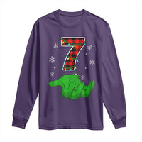 Number 7 Matching 67 Christmas Long Sleeve Shirt Red Plaid Xmas Pajamas Holiday Gen Alpha Slang Meme - Wonder Print Shop