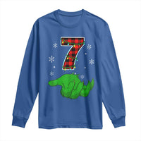 Number 7 Matching 67 Christmas Long Sleeve Shirt Red Plaid Xmas Pajamas Holiday Gen Alpha Slang Meme - Wonder Print Shop