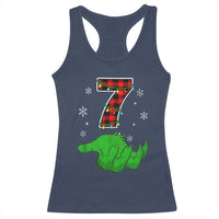 Number 7 Matching 67 Christmas Racerback Tank Top Red Plaid Xmas Pajamas Holiday Gen Alpha Slang Meme - Wonder Print Shop