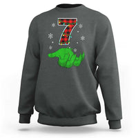 Number 7 Matching 67 Christmas Sweatshirt Red Plaid Xmas Pajamas Holiday Gen Alpha Slang Meme - Wonder Print Shop