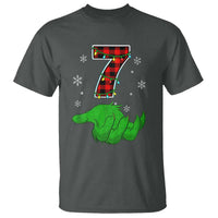 Number 7 Matching 67 Christmas T Shirt Red Plaid Xmas Pajamas Holiday Gen Alpha Slang Meme - Wonder Print Shop